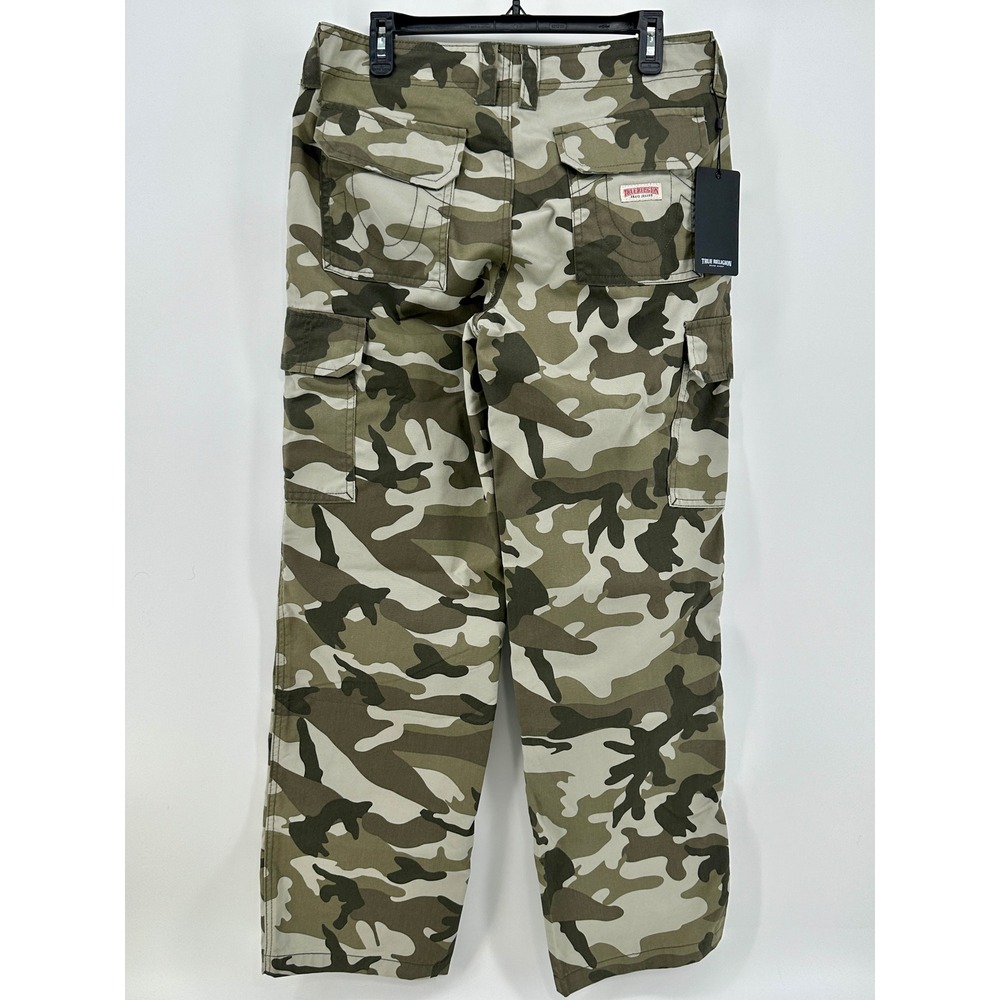 True Religion Cargo Pants Mens 29 Green Camouflage Straight Fit Military‎ Modern